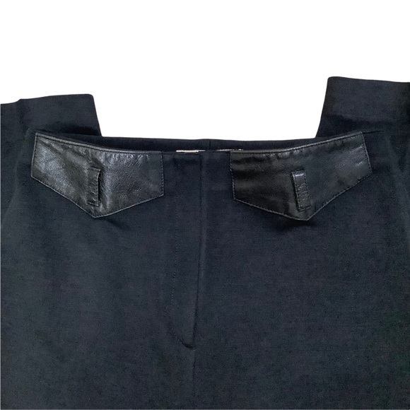 Iceberg Women's Wool Blend Black Leather Trim Trouser Pants EU 42 - Picture 3 of 7